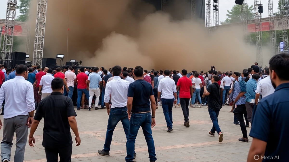 हादसे के समय 350 छात्र, 250 अभिभावक और 49 स्टाफ मौजूद थे. (Photo: AI-generated) 