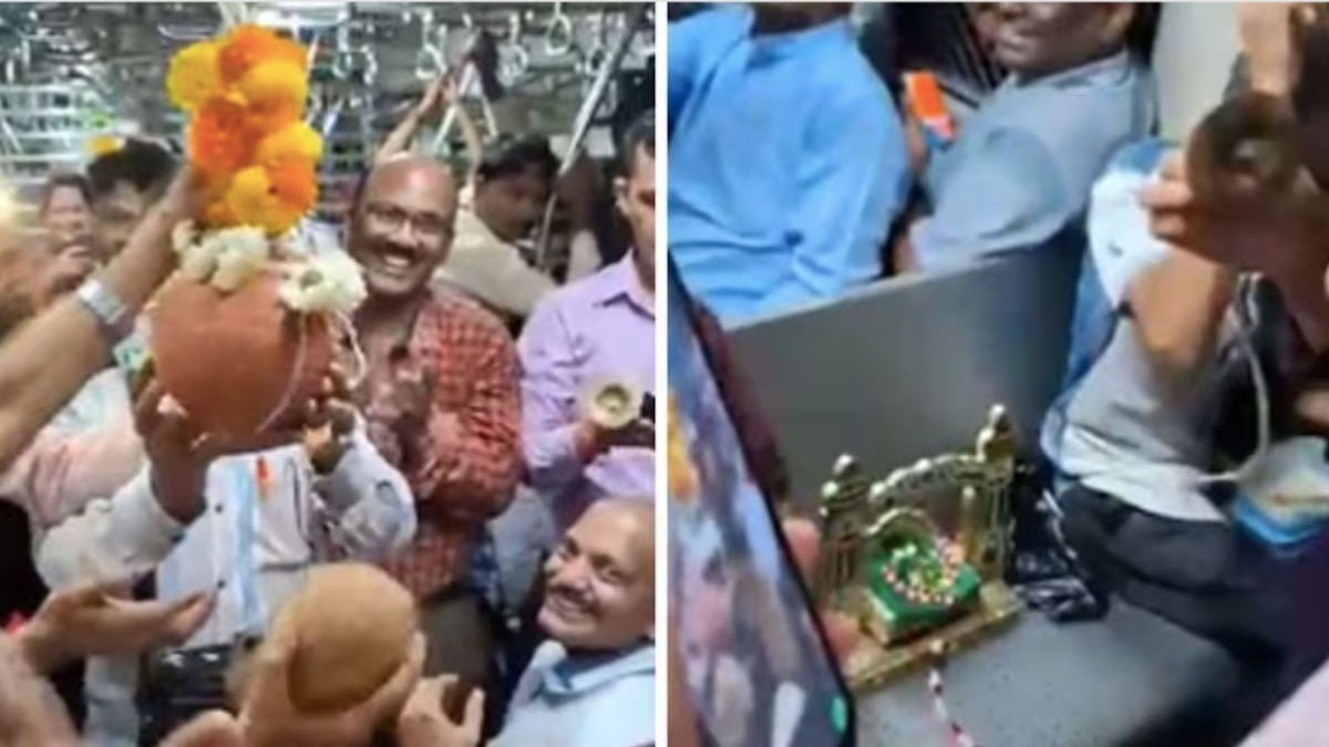 turn train coach into a stage for Dahi Handi celebration