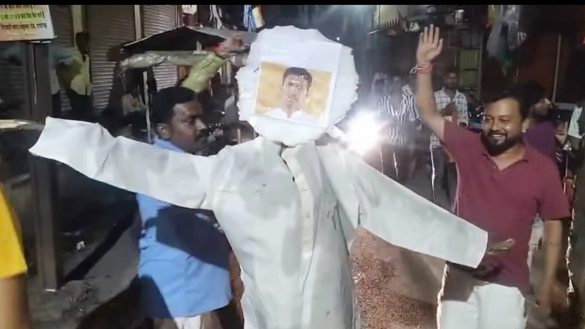 पीसीसी अध्यक्ष जीतू पटवारी का पुतला.