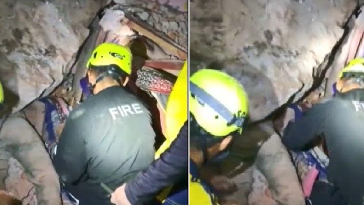 Boulder fell on house