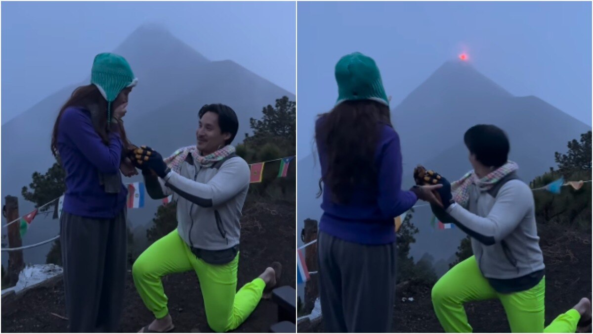 लड़के ने जैसे ही अपनी गर्लफ्रेंड को प्रपोज किया, पीछे ज्वालामुखी फूट पड़ा (Photo - Instagram/@missmorganalexa)