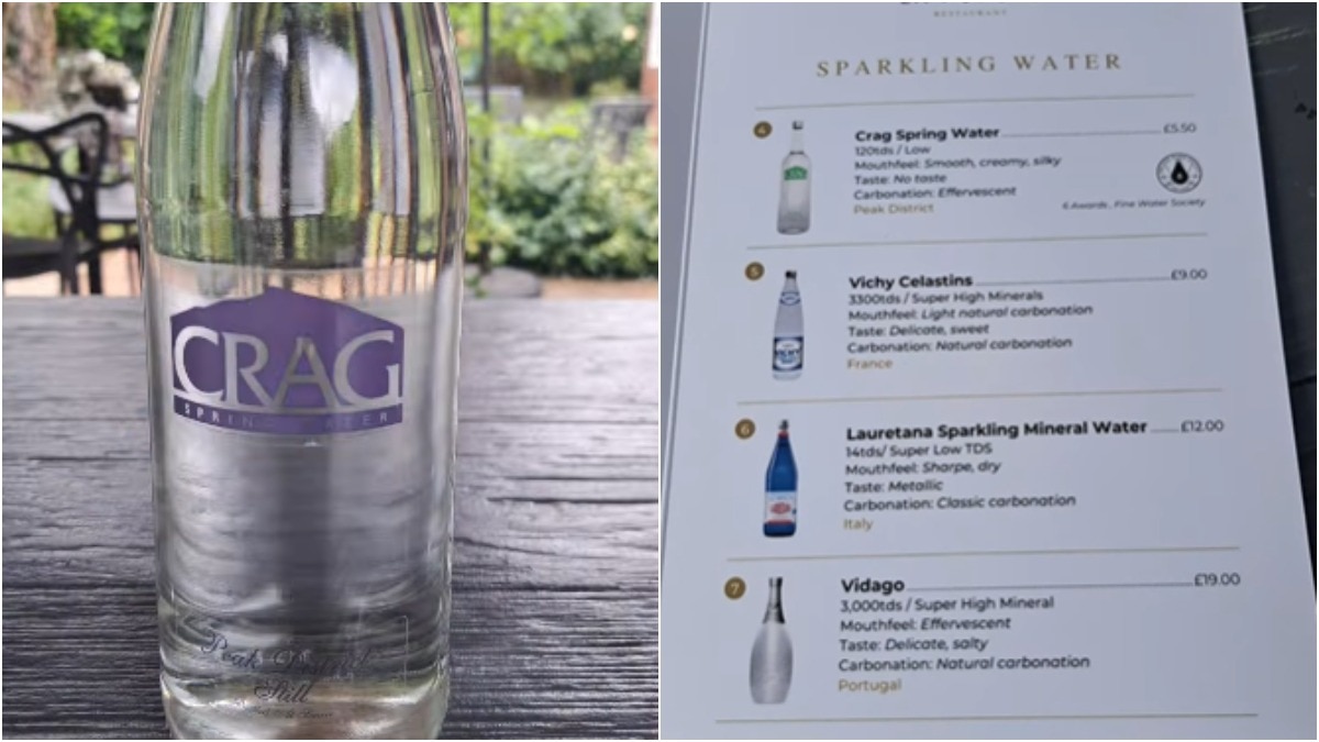 वाटर मेन्यू का रेस्टोरेंट्स में बढ़ रहा है ट्रेंड (Photo - Instagram/@beardedwatersommelier)