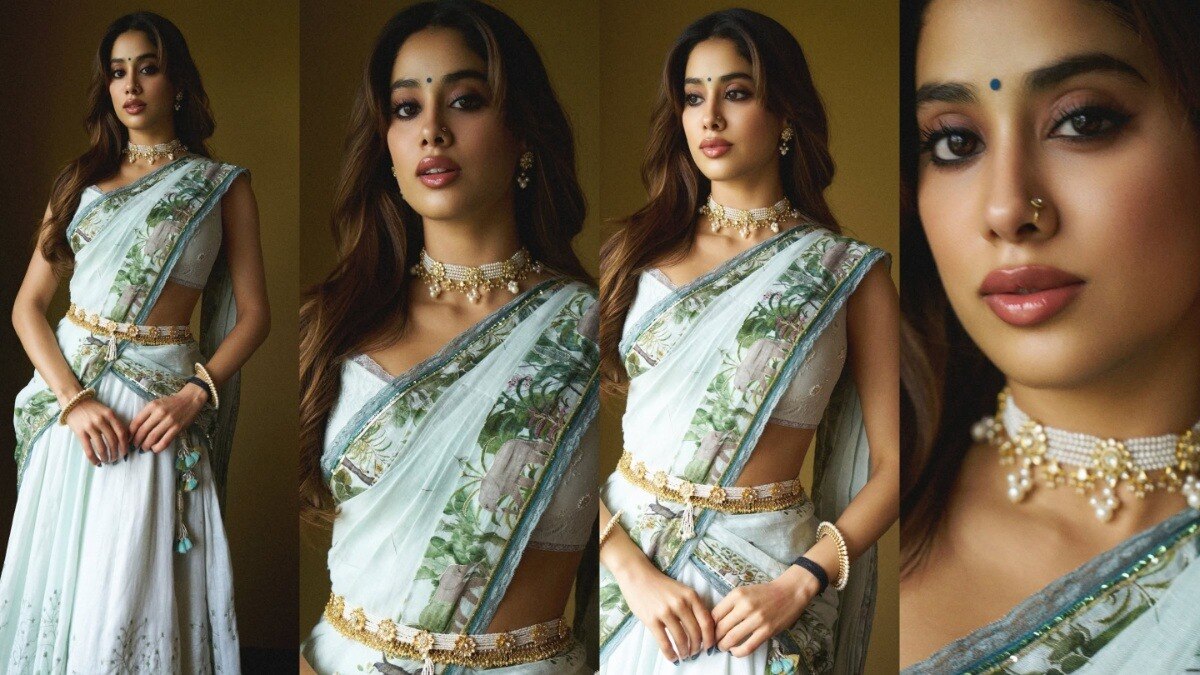 एक्वा ब्लू लहंगे में जाह्नवी का ग्लैमरस अंदाज (Photo: Instagram/@janhvikapoor)