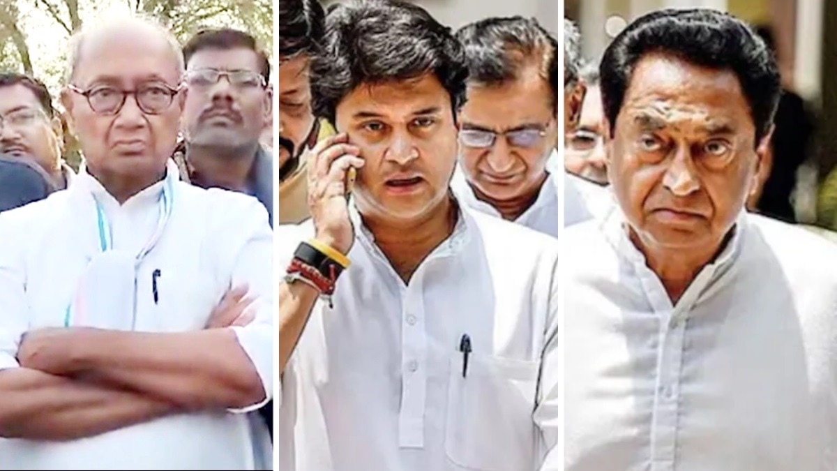 दिग्विजय, सिंधिया और कमलनाथ. (फाइल फोटो)