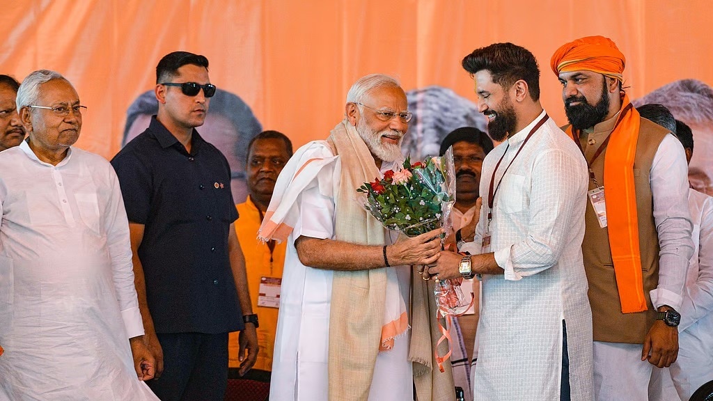 PM Narendra Modi with Bihar cm Nitish Kumar and Chirag Paswan 