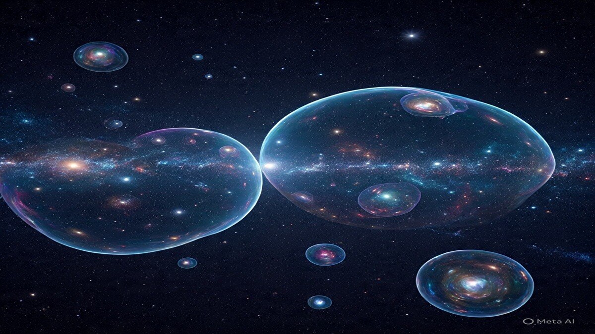 वैज्ञानिकों के अनुसार सारे यूनिवर्स बुलबुलों में बंधे हैं. (फोटो- A.I. Generated)