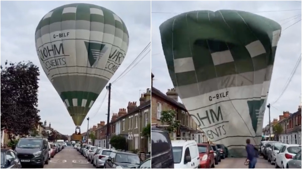 सड़क पर उतरा एयर बलून, जरा-सी चूक से हो जाता बड़ा हादसा, लैंडिंग का वीडियो वायरल