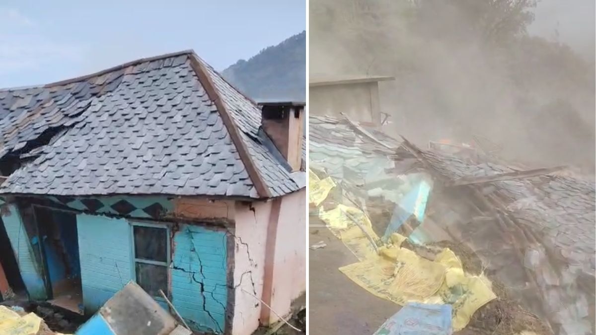 भारी बारिश के चलते जमींदोज हो गया मकान. (Photo: Screengrab)