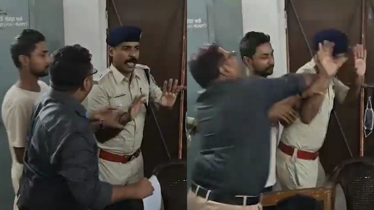 लोगों ने जांच के लिए स्कूल पहुंचे एसएचओ की बिल्डिंग के भीतर बंद करके पिटाई कर दी. (Photo: Screengrab)