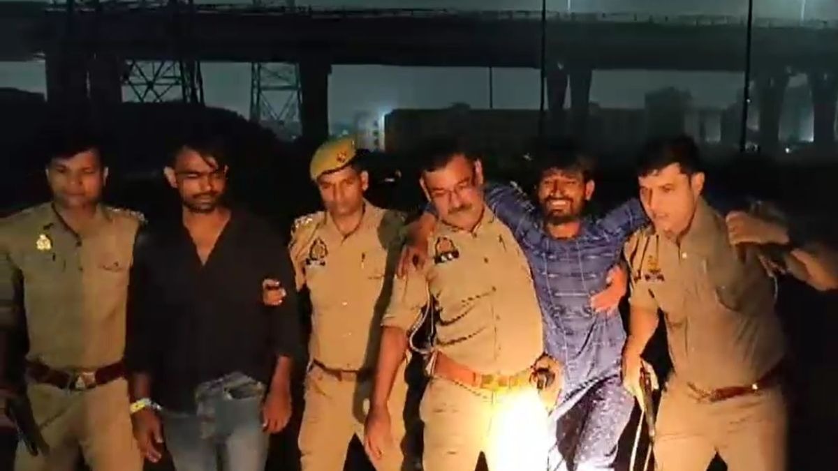 गाजियाबाद में मुठभेड़ में बदमाश गिरफ्तार. (Photo: Screengrab)