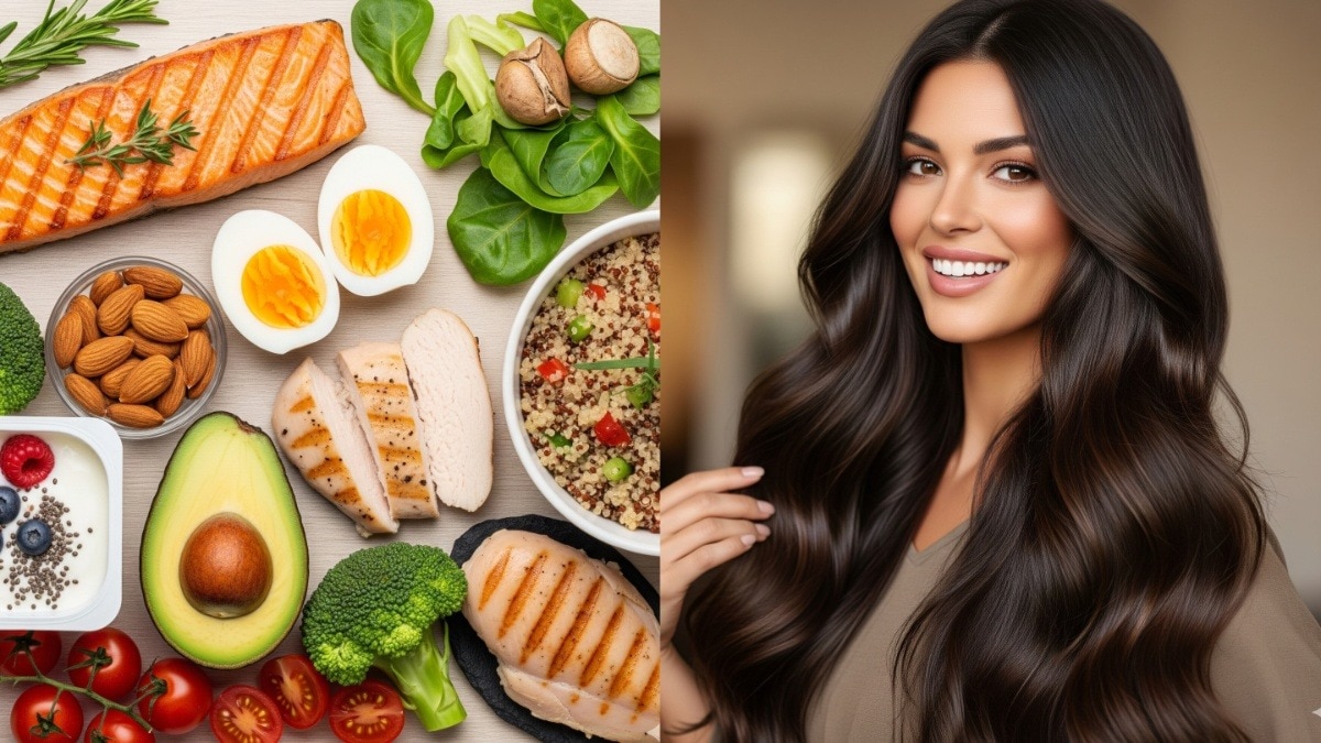 बालों को हेल्दी रखने के लिए क्या खाएं (Photo: AI generated)