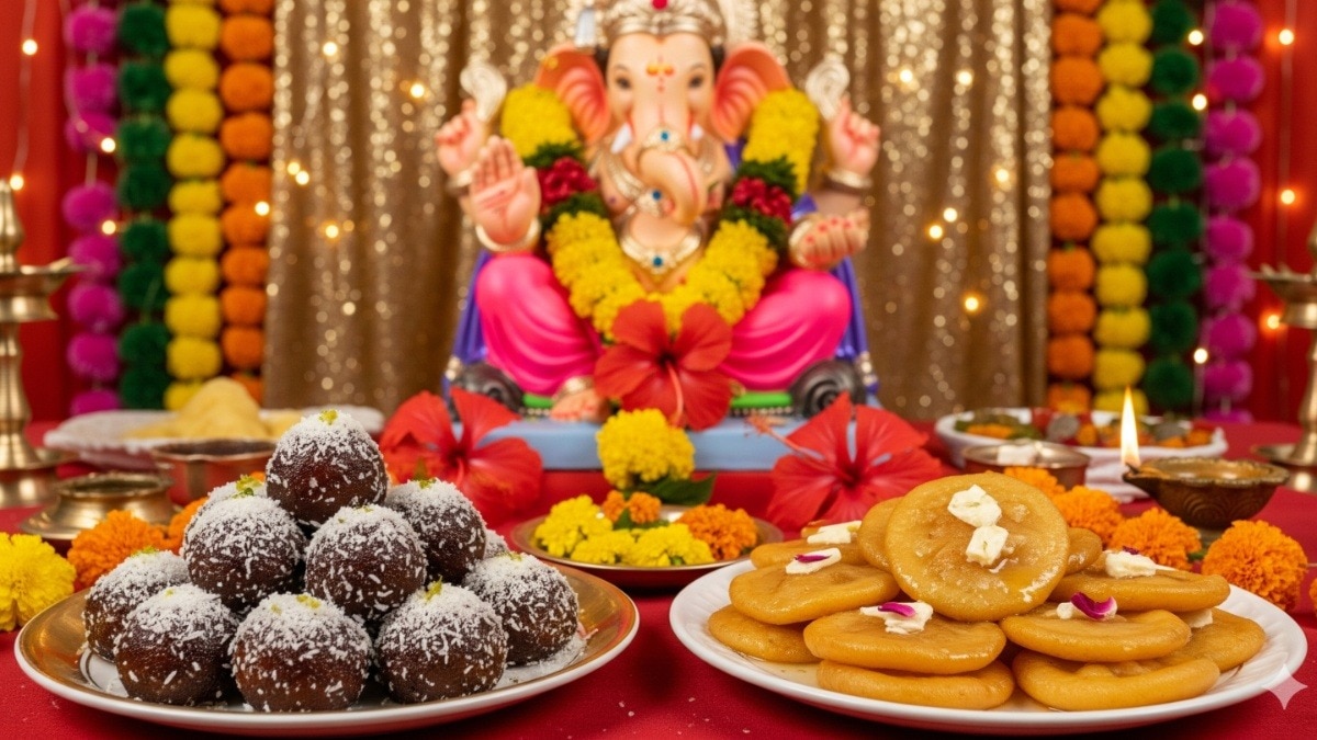 'गणेशोत्सव' पर गणपति को खास तरह की मिठाइयों का भोग लगाकर आप उनका आशीर्वाद पा सकते हैं. (Photo: AI Generated) 