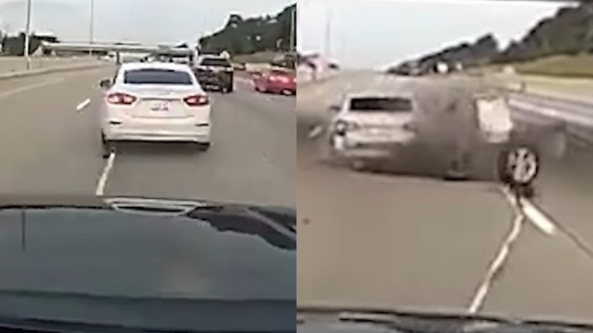 स्पाइडरमैन वाला स्टाइल! पुलिस के जाल में फंसी चोरी की कार, पलभर में उड़े परखच्चे