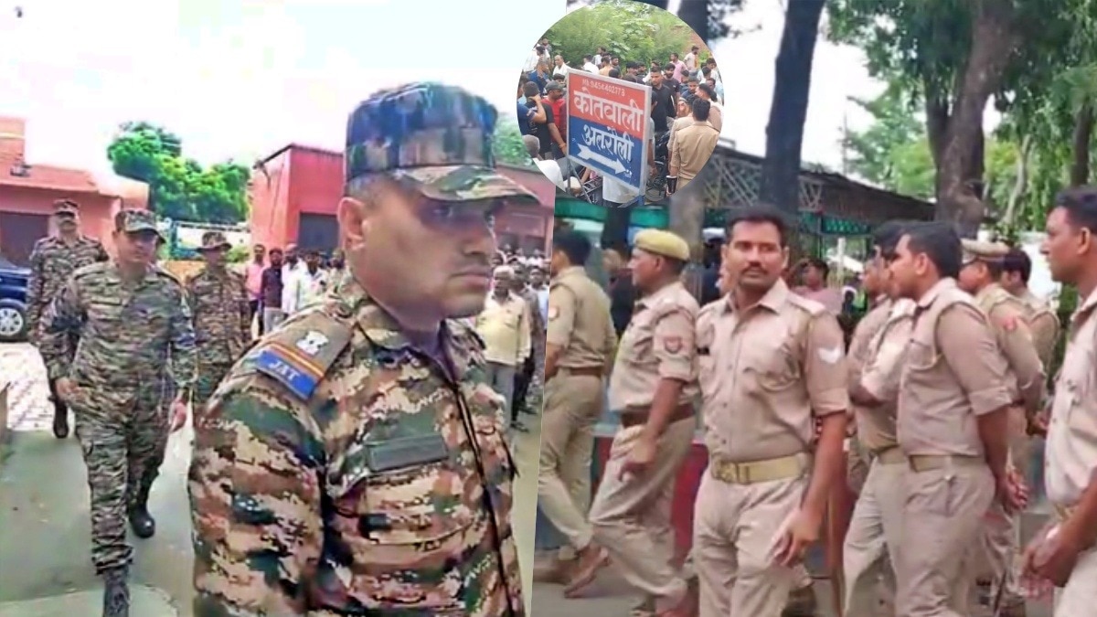 अलीगढ़ में पुलिस और फौजी भाइयों के बीच मारपीट (Photo: ITG)