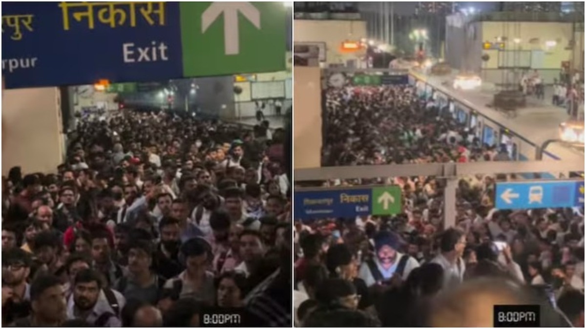 गुरुग्राम की सड़कों के बाद मेट्रो स्टेशन का डरावना नजारा! वायरल वीडियो में दिखे हालात