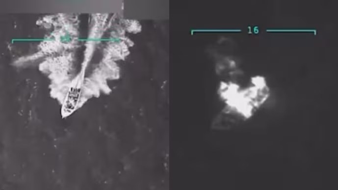 अमेरिका ने वेनेजुएला के जहाज पर किया हमला (Photo:  X/@DODResponse)