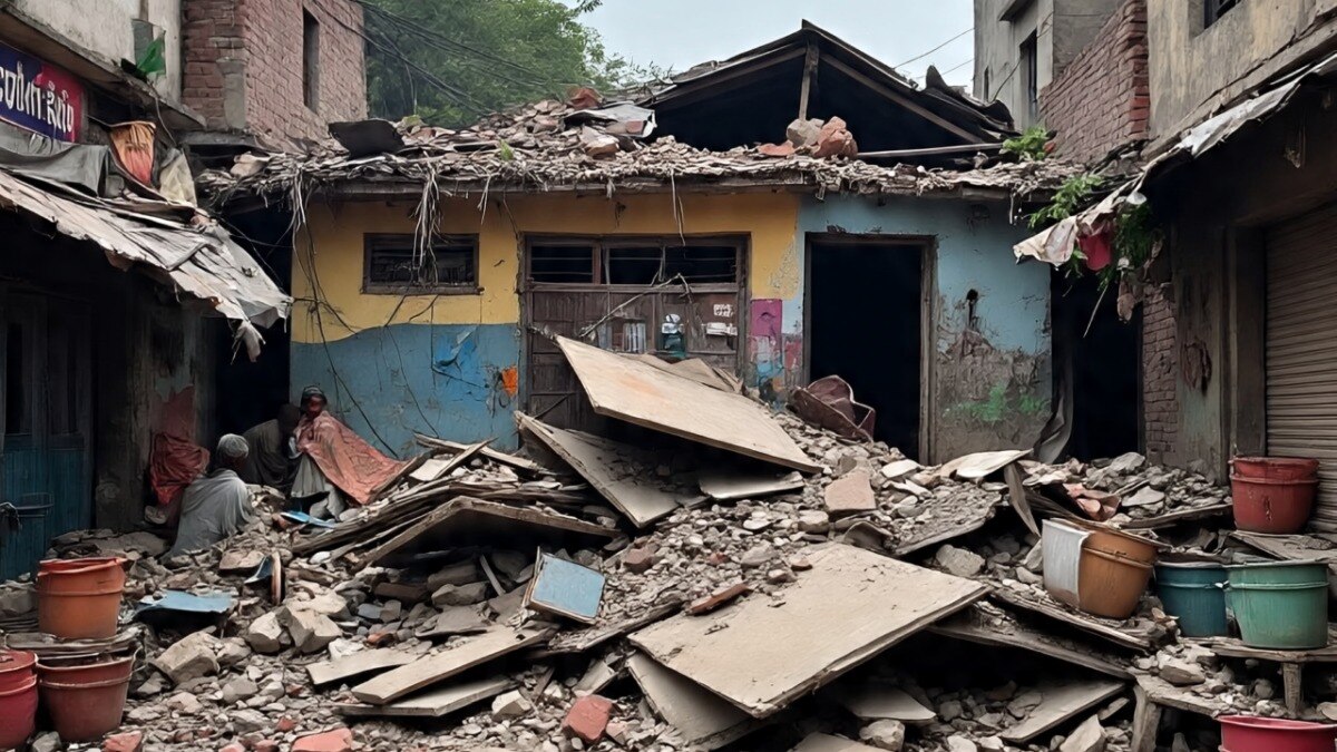 भिवानी में मकान गिरने से एक ही परिवार के तीन लोगों की मौत. (Photo: AI-generated)