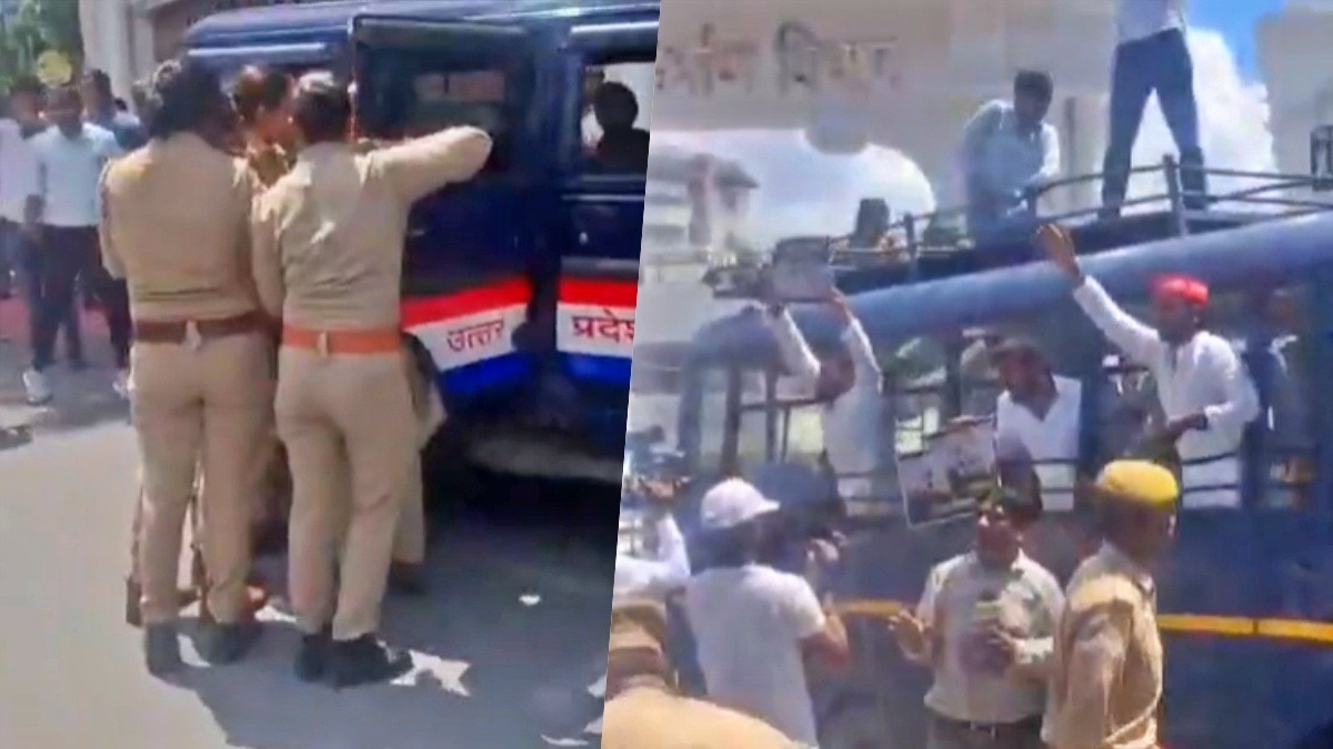 लखनऊ में समाजवादी छात्र सभा का प्रदर्शन (Photo: Screengrab) 