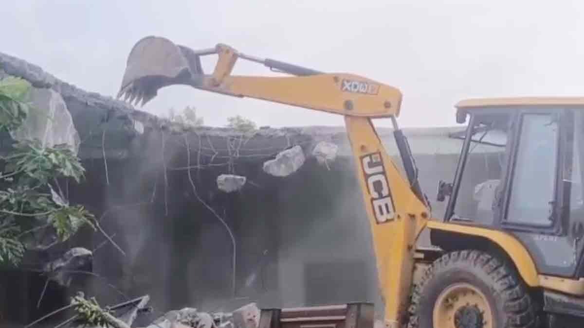 Bulldozer runs on the house of the rape accused