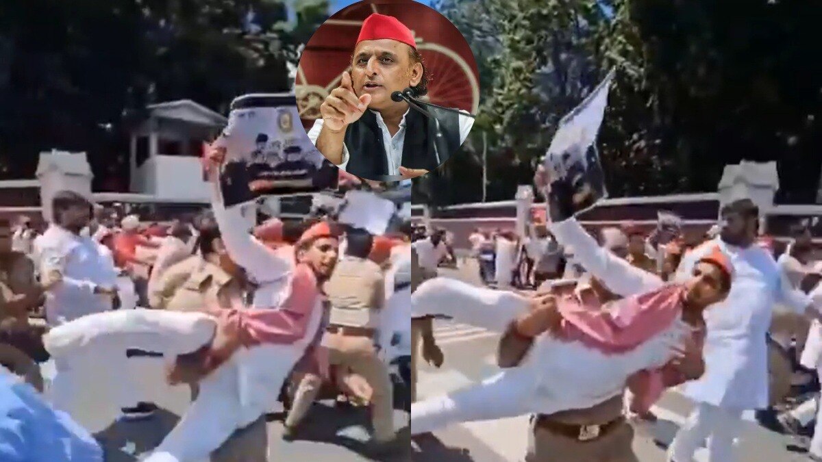 लखनऊ में सपा का प्रदर्शन, पुलिस ने लिया एक्शन (Photo: Screengarb)