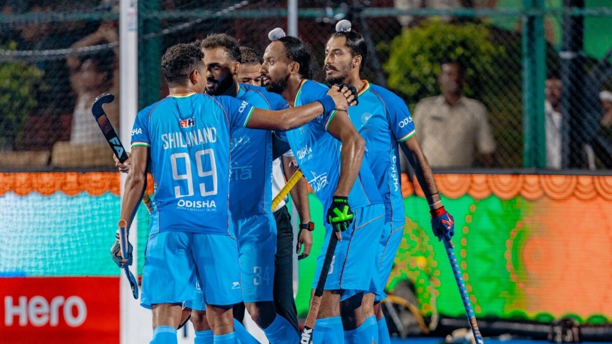 Team india against Korea in Asia Cup hockey 