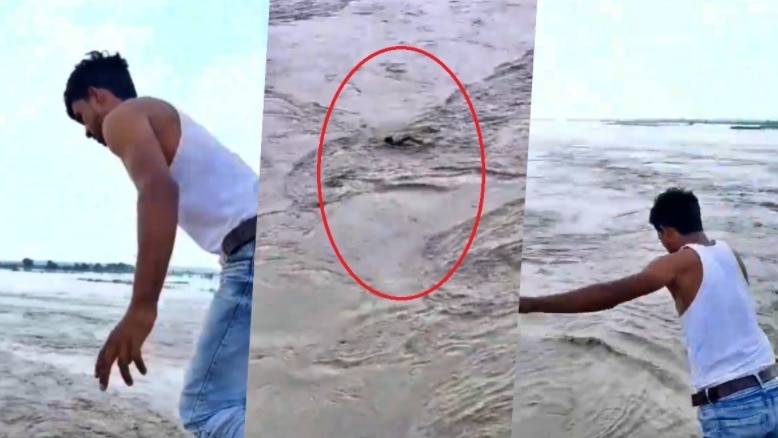 बागपत में यमुना की धार में बह गया युवक (Photo: Screengrab)