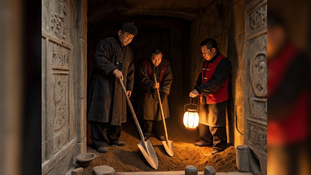 खजाने के लिए एक शख्स ने प्राचीन कब्र खोदकर कीमती आर्टफैक्ट्स निकाल लिए (Photo - AI Generated)