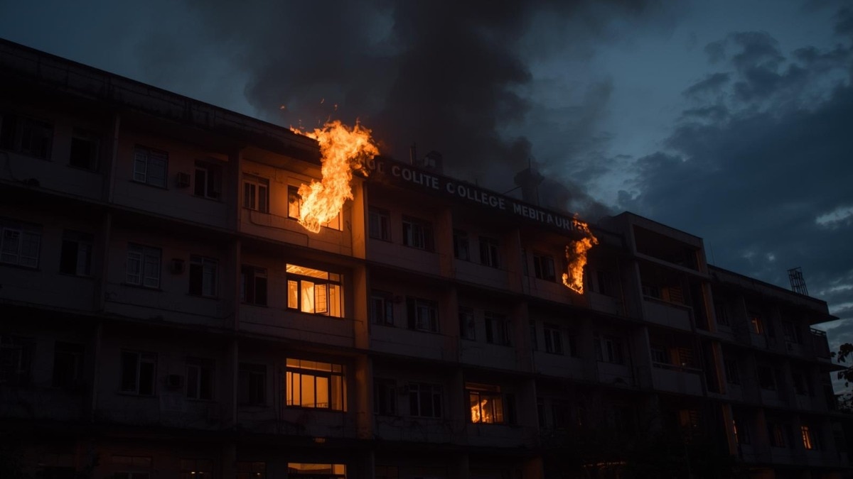 आवासीय परिसर में लगी आग (Photo: AI-generated)