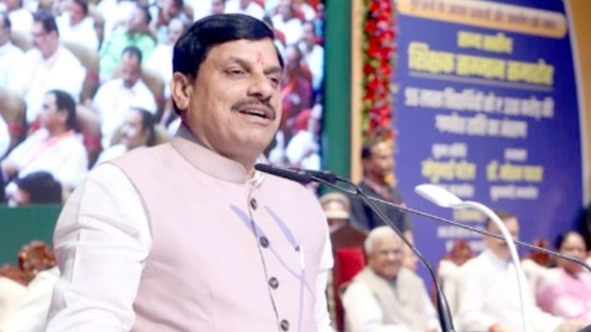 शिक्षक सम्मान समारोह को संबोधित करते CM मोहन यादव.(Photo:ITG)