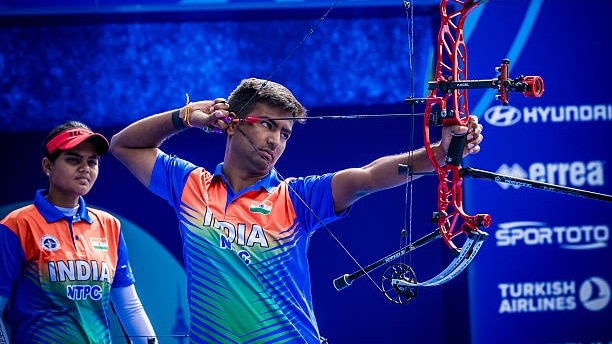 विश्व तीरंदाजी चैम्पियनशिप में मेन्स कम्पाउंड टीम ने गोल्ड मेडल जीता (Photo: Getty Images)