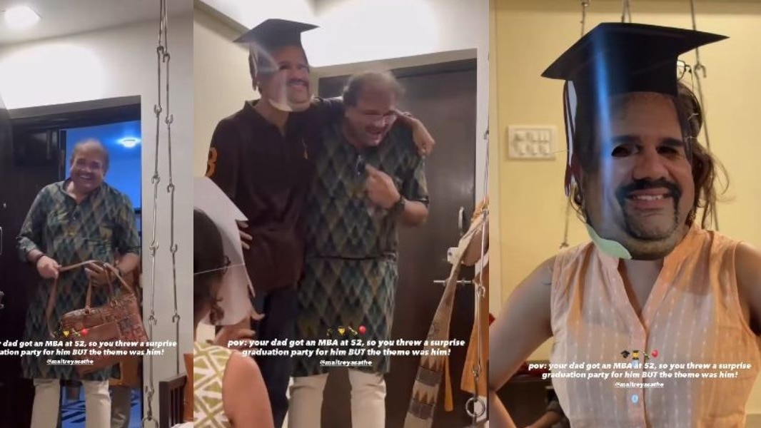 52 की उम्र में MBA, बेटे ने मास्क पहनकर पिता को दी सरप्राइज पार्टी, वीडियो वायरल