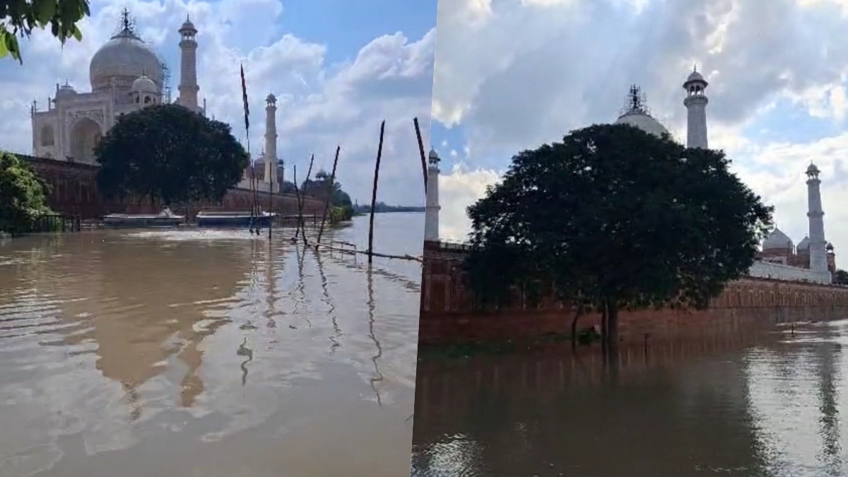 Yamuna water hitting walls of Taj Mahal (Photo: ITG)