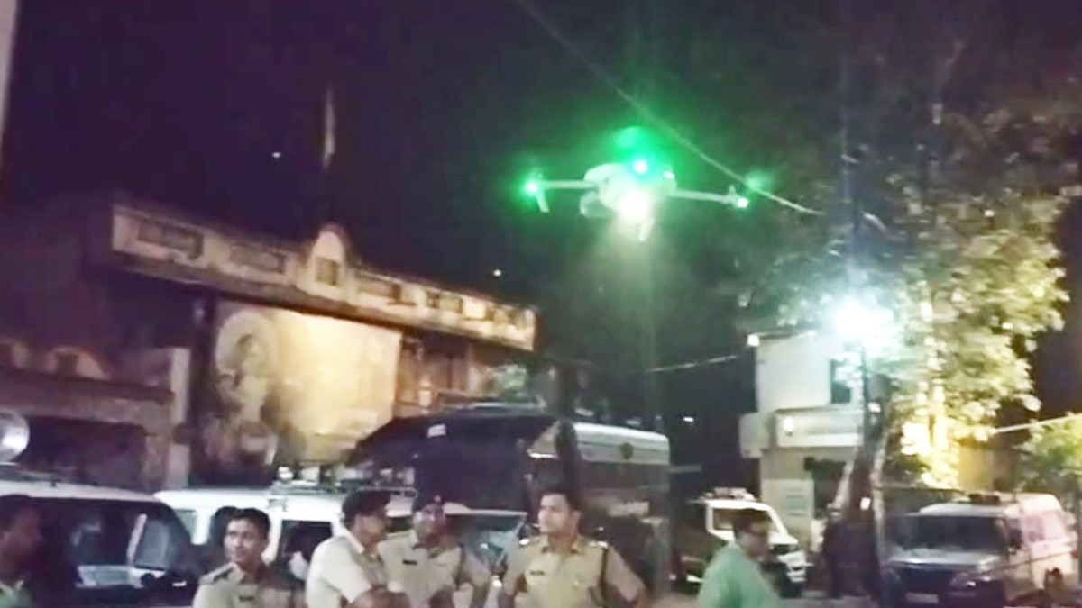 विवाद के बाद ड्रोन से रखी जा रही निगरानी.(Photo:Screengrab)