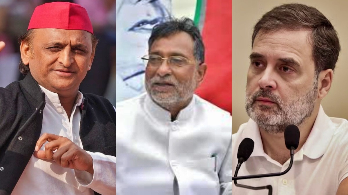 सपा के वरिष्ठ नेता राम गोविंद चौधरी (बीच में) ने अखिलेश-राहुल पर दिया बयान (Photo: ITG)