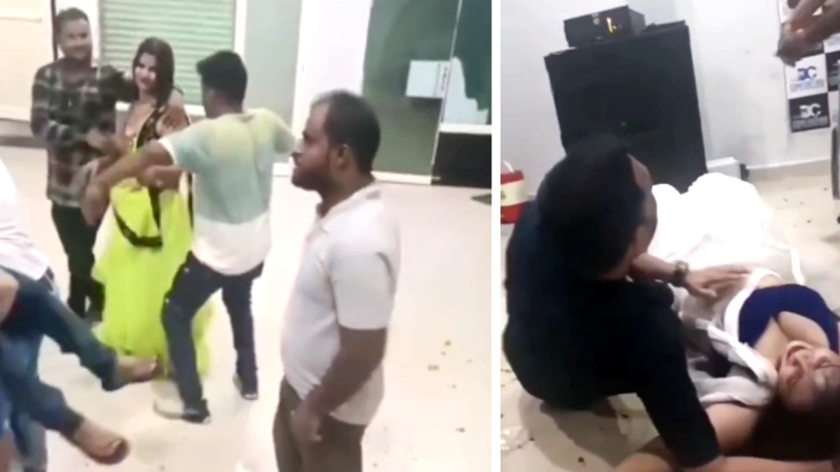 पुलिसकर्मी बार डांसरों के साथ नाचते हुए.(Photo:Screengrab)