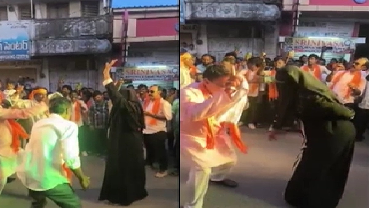 Woman dancing with men