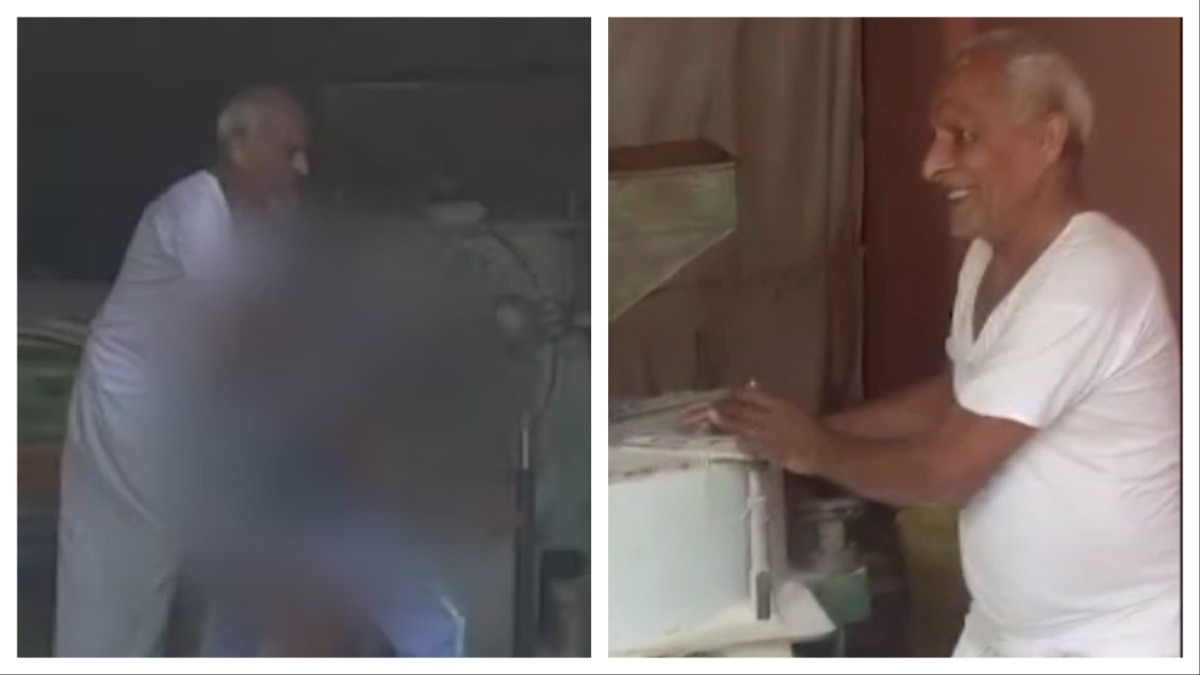 बुजुर्ग व्यक्ति लड़की को गोद में उठाकर अंधेरी जगह ले जाते देखा जा रहा है. (Photo: Screengrab)