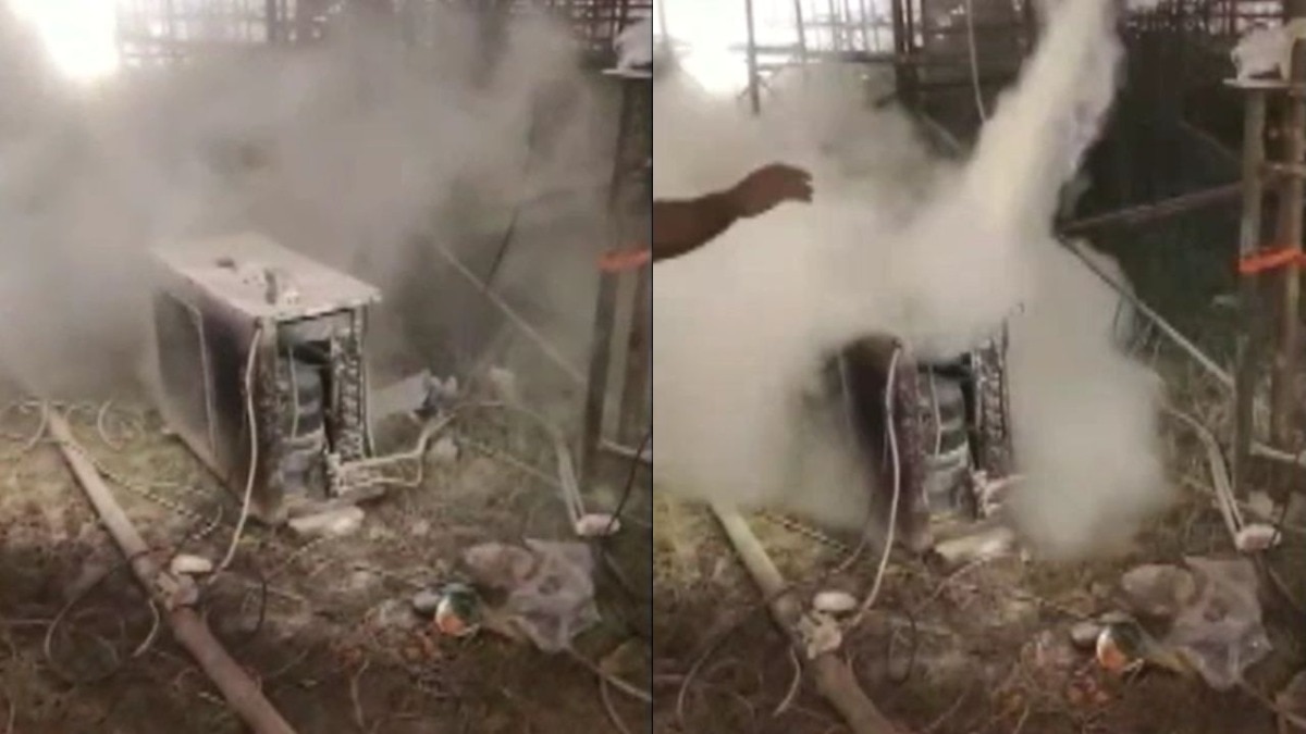 हादसे के चलते कथा करीब 20 मिनट के लिए रुकी रही और स्थिति सामान्य होने पर दोबारा शुरू की गई. (Photo: ITG)