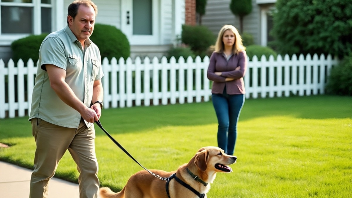 इंदौर में एक पड़ोसी ने अपने कुत्ते का नाम ‘शर्माजी’ रखा, जिससे पड़ोसी वीरेंद्र और किरण शर्मा नाराज हो गए. ( Photo: AI Generated)