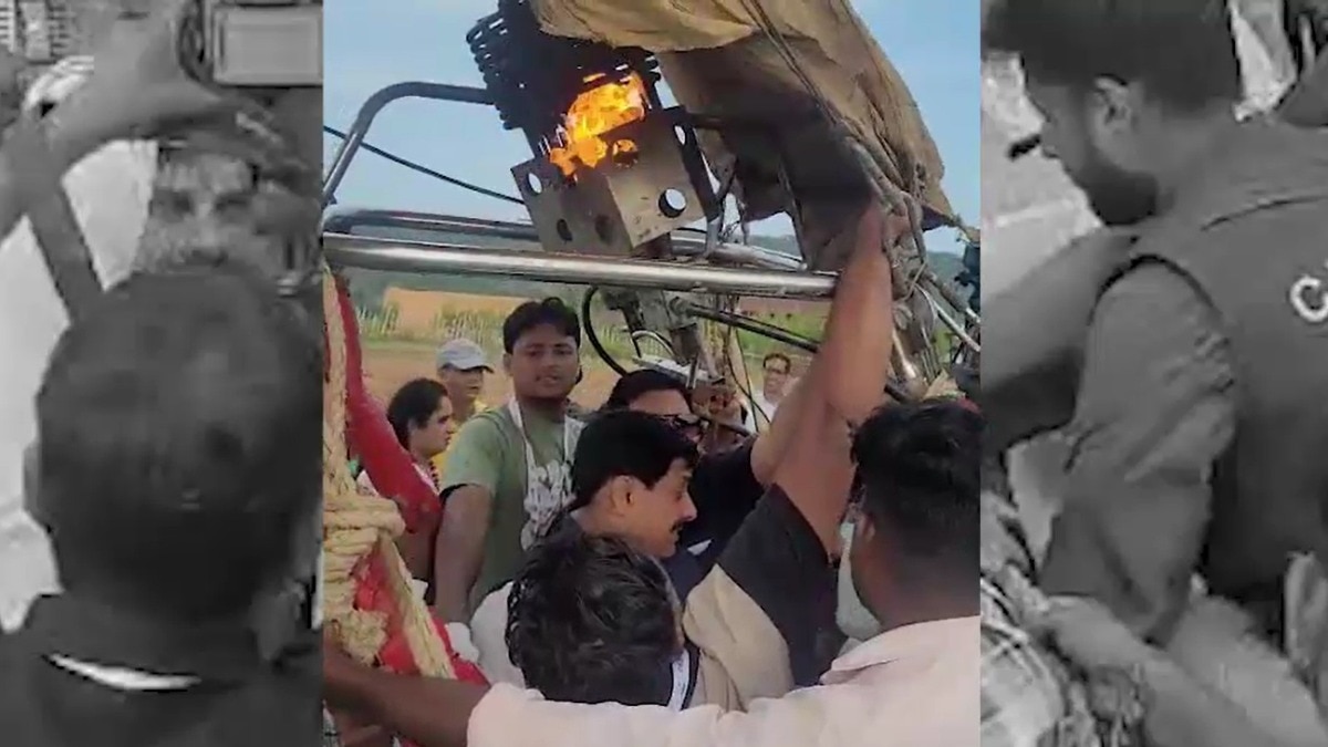 मोहन यादव के हॉट एयर बैलून में लगी आग. (Photo: Screengrab)