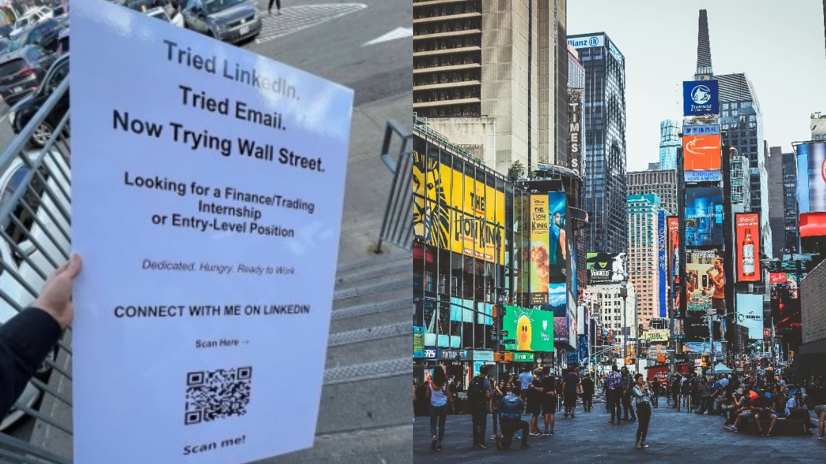 1000 जॉब रिजेक्ट, जेब खाली… न्यूयॉर्क में पोस्टर लेकर नौकरी मांगता दिखा युवक, वायरल हुई कहानी