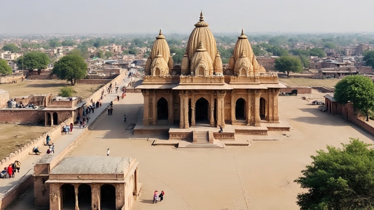 पाकिस्तान में मंदिर की ज़मीन पर कब्जा करने के मामले में विवाद बढ़ा (Photo: AI-generated)