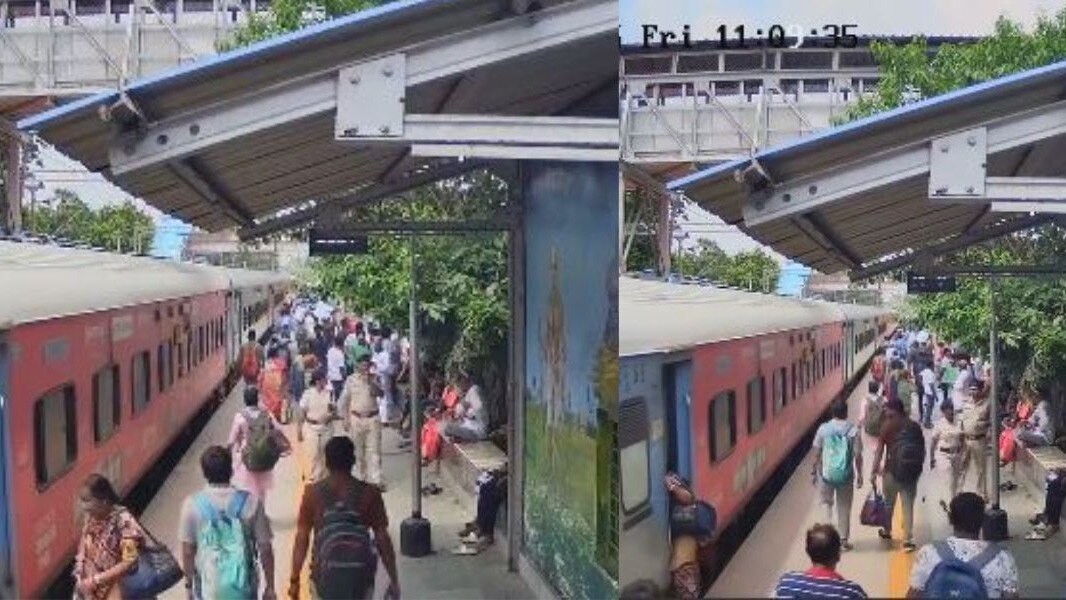 Viral Video: रेलवे पुलिस ने चलती ट्रेन के नीचे घसीटे जा रही बुजुर्ग महिला को बचाया