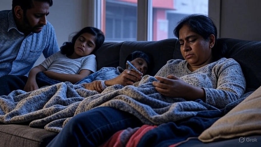 दिल्ली एनसीआर में जुकाम-बुखार के लक्षणों के साथ फैला वायरस(AI Image)