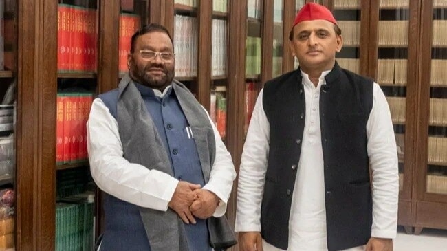 Swami Prasad Maurya with Akhilesh Yadav