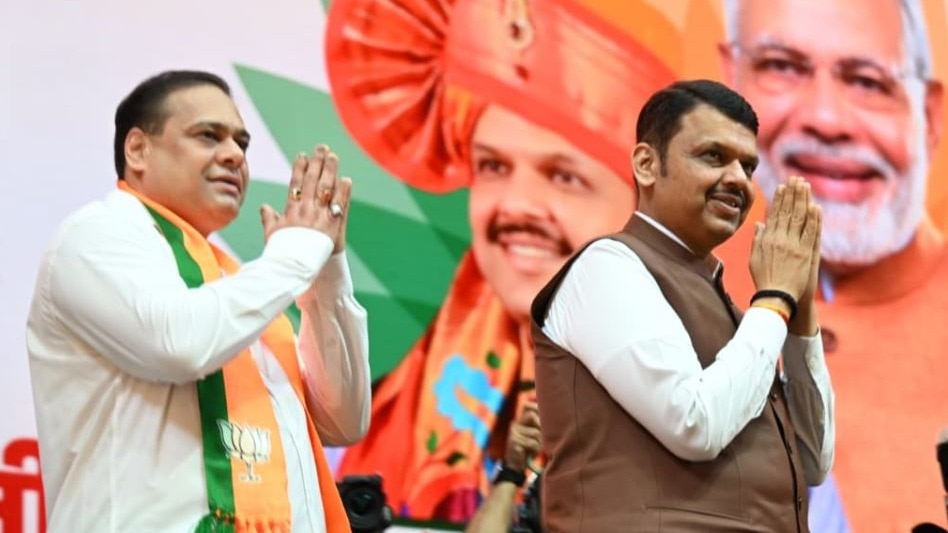 BJP's Mumbai chief Ameet Satam and Chief Minister Devendra Fadnavis