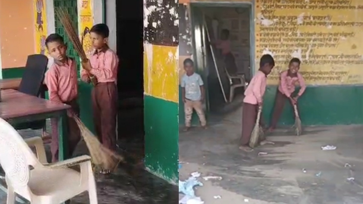 UP: बच्चों के हाथ में कलम की जगह पकड़ा दी गई झाड़ू, वीडियो वायरल होन पर DM ने दिए जांच के आदेश – mainpuri children made sweep school floor video viral lclcn