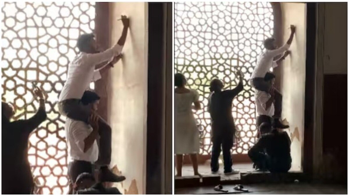 हेरिटेज साइट या ब्लैकबोर्ड? हुमायूं के मकबरे की दीवारों पर गंदी हरकत कैमरे में कैद, लोग बोले–शर्म करो