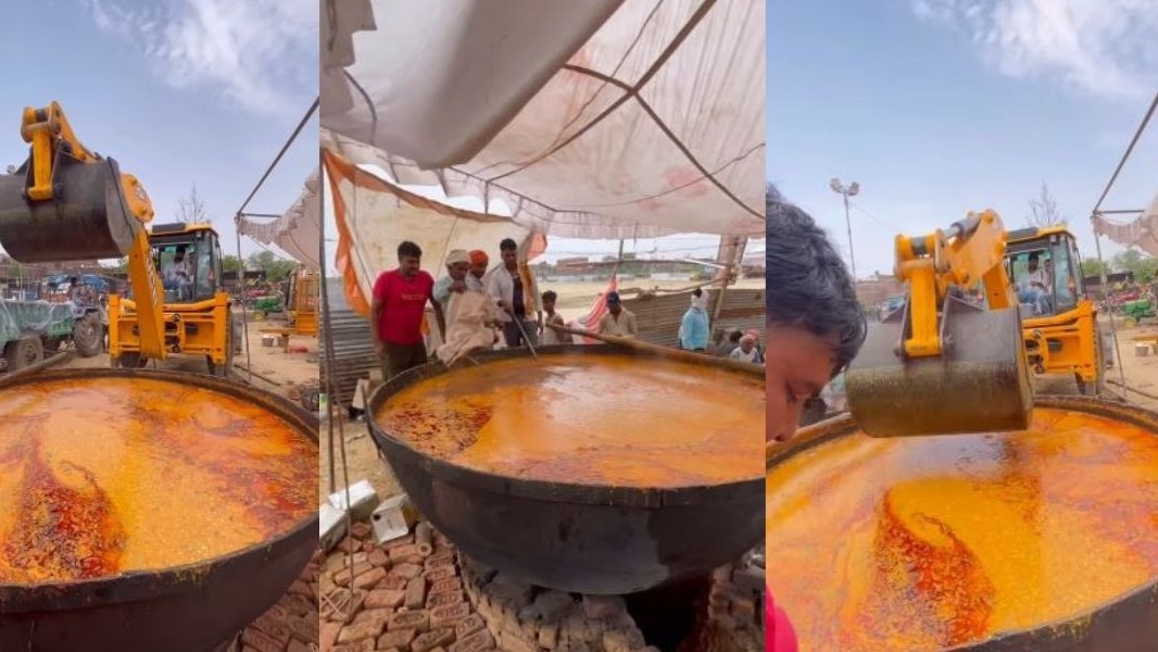 Video Viral: भंडारे में JCB से चलाई गई दाल, लोगों ने कहा – अच्छा है मैं अंधा हूं