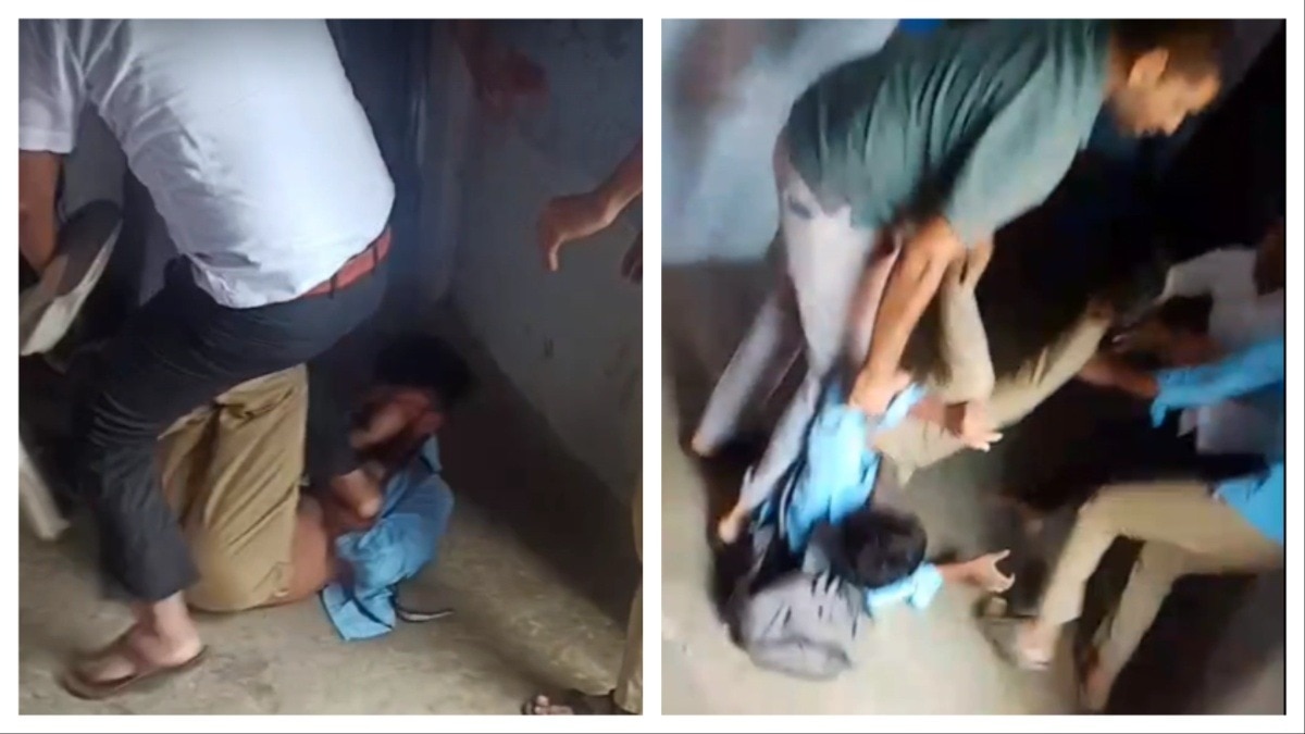 प्रिंसिपल ऑफिस में छात्र को मुर्गा बनाकर भी पीटा गया. (Photo: Screengrab)